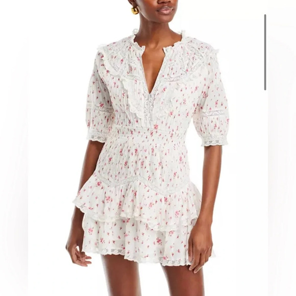 LoveShackFancy Clovis Cotton Ruffle Trim Dress - Picture 1 of 12